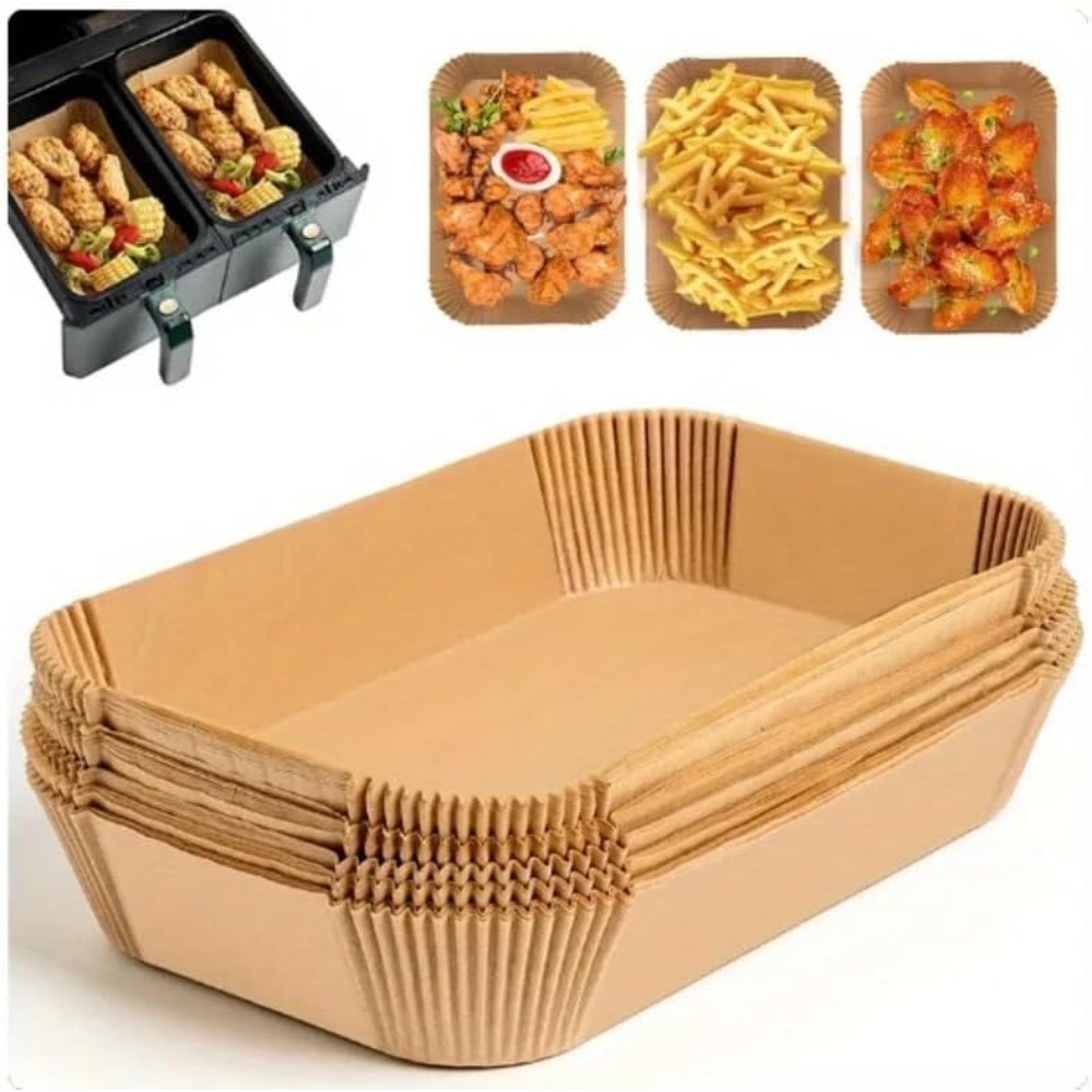 Commercial Kitchen Pots And Pans - 50/100 Stück Einweg-Heißluftfritteusen-Papier Rechteckige Küchen-Backmatte Ölfestes