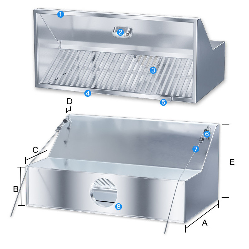 Commercial Kitchen Vent Hood - Kommerzieller Edelstahl-Küchenluftreiniger Einfache Dunstabzugshaube