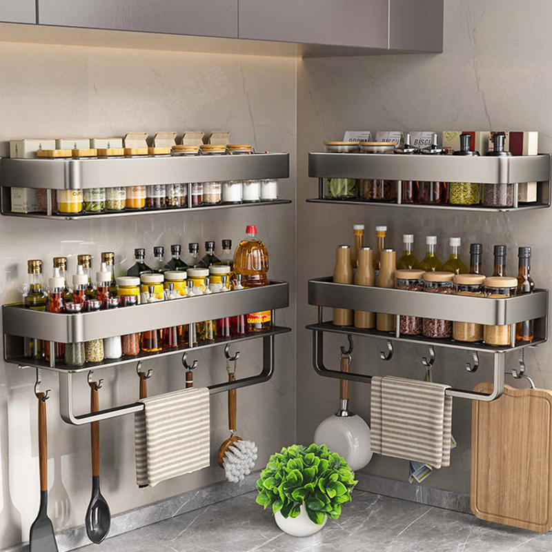 Commercial Kitchen Shelving - Aluminium-Küchenregal, Toiletten-Aufbewahrungsregal, Bohrfreies Hängeregal, Badezimmer-Organizer, Wandmontage